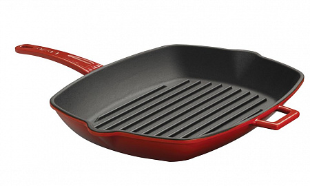 Сковорода-гриль 26*32 см. чугун, красная, ручка металл, LAVA