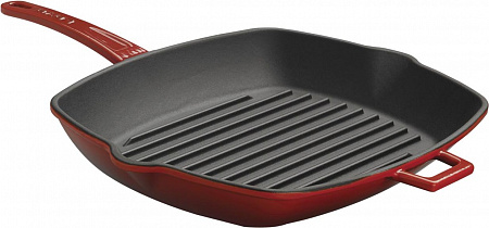 Сковорода-гриль 28*28 см. чугун, красная, ручка металл LAVA