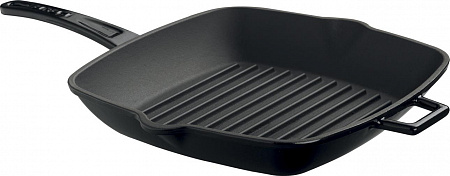 Сковорода-гриль 28*28 см. чугун, чёрная, ручка металл LAVA
