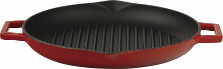 Сковорода-гриль d=30 см. чугун, красная, ручка металл LAVA