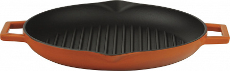Сковорода-гриль d=30 см. чугун, оранжевая, ручка металл LAVA