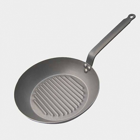 Сковорода-гриль d=32 см. белая сталь "Carbone Steel" (индукция) De Buyer