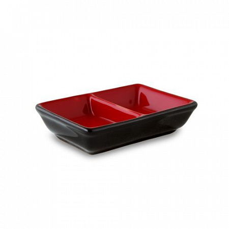 Подсоусник двойной 9*6,5 см. Киото Блэк энд Рэд /6/