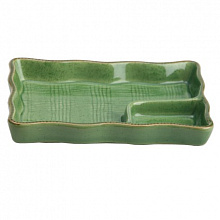 Тарелка с подсоусником 18,5х13,2х2,6 см. Киото Грин/6/