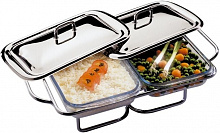 Мармит настольный 45*29 см/ h=12 см. крышка и основание нерж. 2*1,5 л стекло. APS