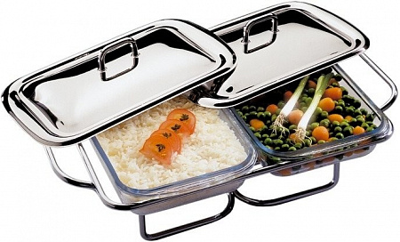 Мармит настольный 45*29 см/ h=12 см. крышка и основание нерж. 2*1,5 л стекло. APS