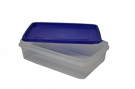 Контейнер для продуктов прямоуг.  1,3 л 22*14,5*6см с синей крышкой /40/