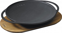 Сковорода Wok d=28 см. чугун. на деревянной подставке LAVA