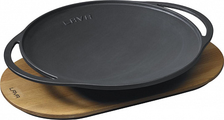 Сковорода Wok d=28 см. чугун. на деревянной подставке LAVA