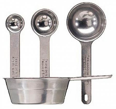Набор мерных ложек 4 предмета 100+15+5+1,25 мл нержавеющая сталь