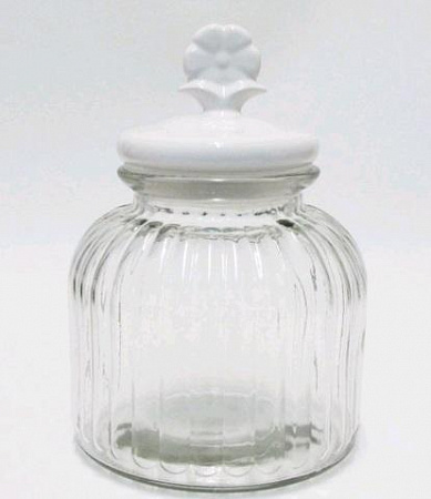 ANDREA FONTEBASSO Банка с крышкой 11х22 см, стекло/фарфор, (крышка-цветок)